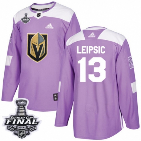 Men's Adidas Vegas Golden Knights #13 Brendan Leipsic Authentic Purple Fights Cancer Practice 2018 Stanley Cup Final NHL Jersey - Ujersey