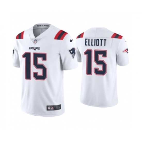 Men's Nike New England Patriots #15 Ezekiel Elliott White Stitched Limited Jersey - Ujersey