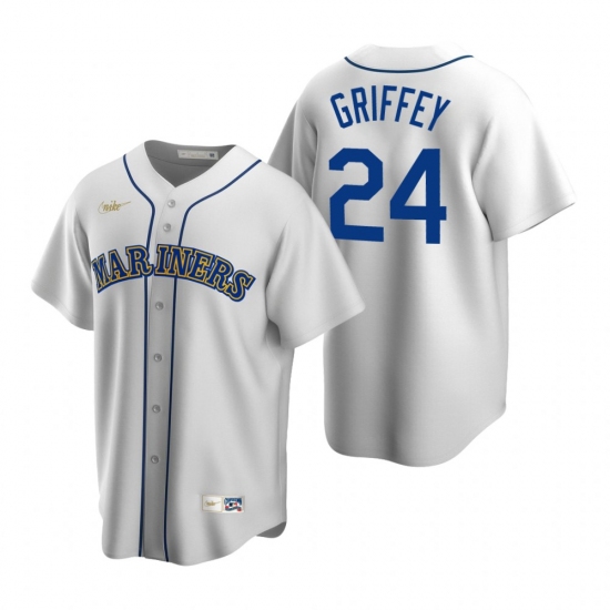 Men's Nike Seattle Mariners #24 Ken Griffey Jr. White Cooperstown Collection Home Stitched Baseball Jersey - Ujersey