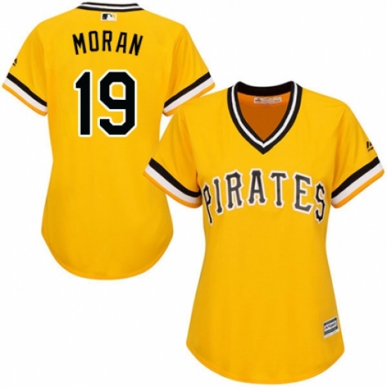 Women's Majestic Pittsburgh Pirates #19 Colin Moran Authentic Gold Alternate Cool Base MLB Jersey - Ujersey