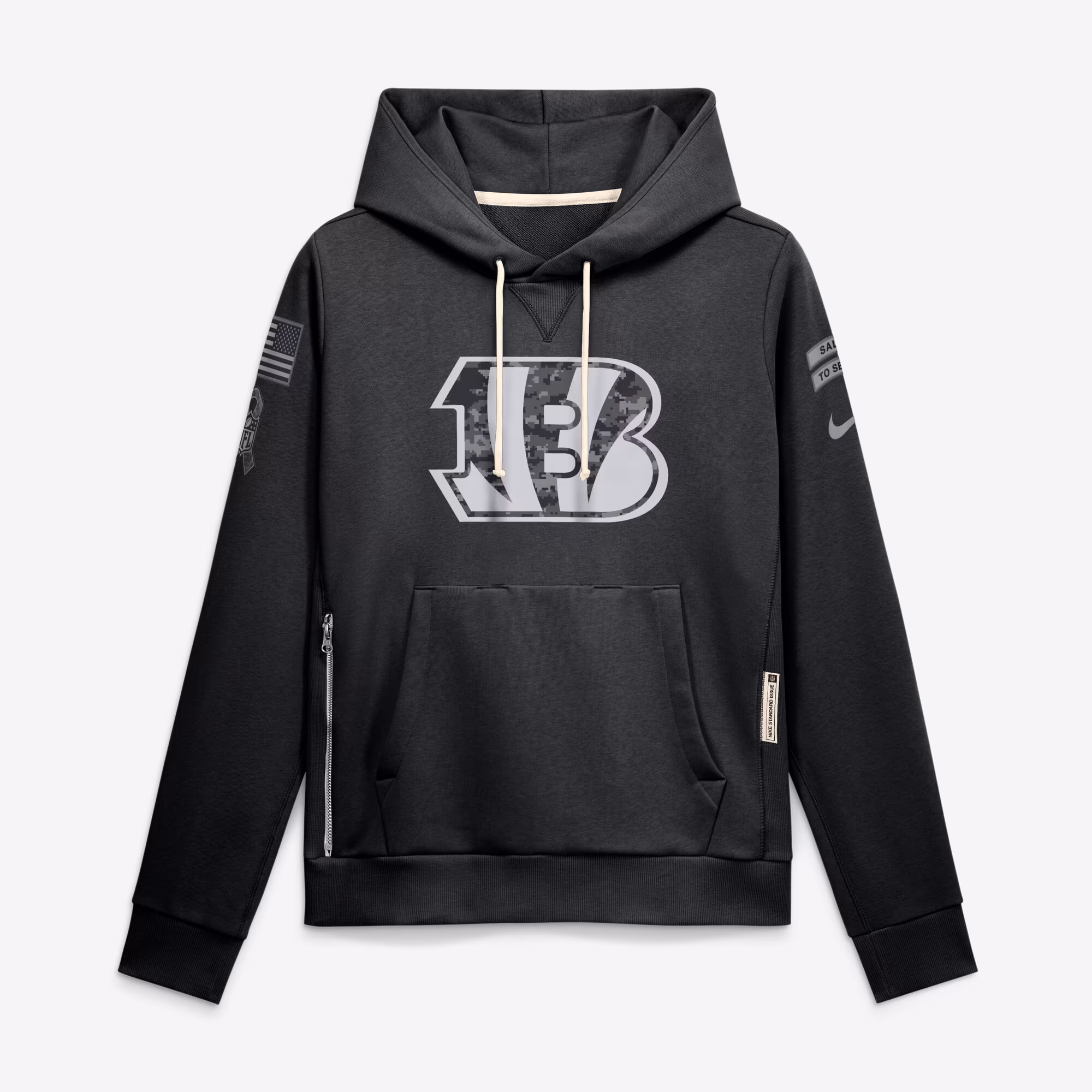 Women's Cincinnati Bengals  Nike Black 2026 Salute to Service Sideline Dri-FIT Pullover Hoodie