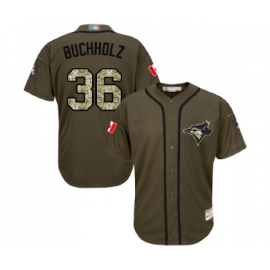 Youth Toronto Blue Jays #36 Clay Buchholz Authentic Green Salute to Service Baseball Jersey - Ujersey