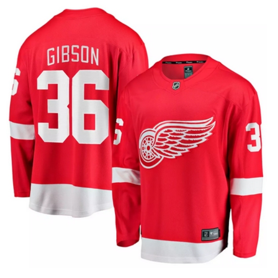 Men's Detroit Red Wings #36 John Gibson Red Home Stitched Hockey Jersey - Ujersey