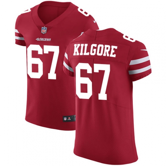 Men's Nike San Francisco 49ers #67 Daniel Kilgore Red Team Color Vapor Untouchable Elite Player NFL Jersey - Ujersey