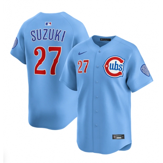 Men's Chicago Cubs #27 Seiya Suzuki Blue 2024-25 2nd Alternate Limited Stitched Baseball Jersey - Ujersey