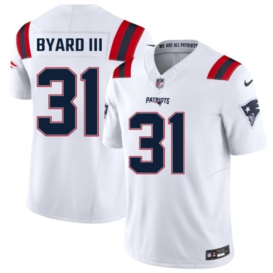 Men's New England Patriots #31 Kevin Byard III White 2026 F.U.S.E. Vapor Limited Stitched Football Jersey - Ujersey