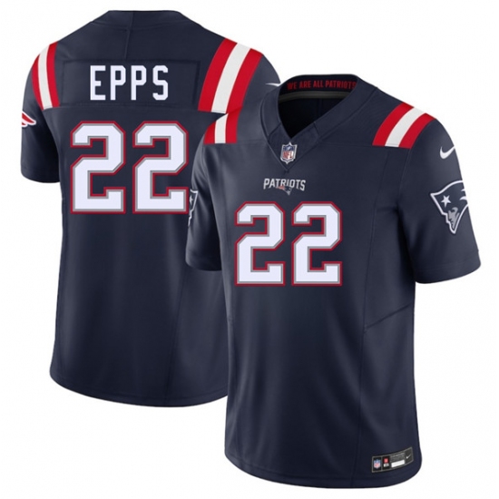 Men's New England Patriots #22 Marcus Epps Navy 2025 F.U.S.E. Vapor Limited Football Stitched Jersey - Ujersey