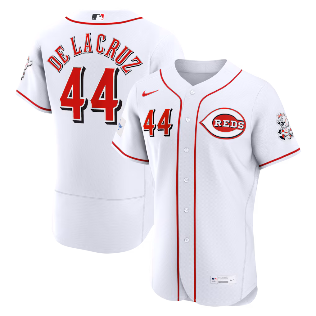 Men's Cincinnati Reds Elly De La Cruz Nike White Home Authentic Sponsor Patch Jersey - Ujersey