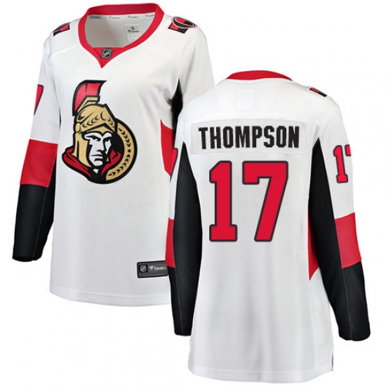 Women's Ottawa Senators #17 Nate Thompson Fanatics Branded White Away Breakaway NHL Jersey - Ujersey