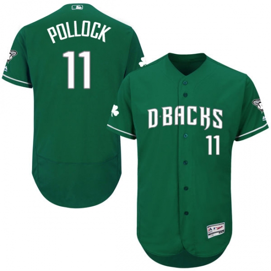 Men's Majestic Arizona Diamondbacks #11 A. J. Pollock Green Celtic Flexbase Authentic Collection MLB Jersey - Ujersey