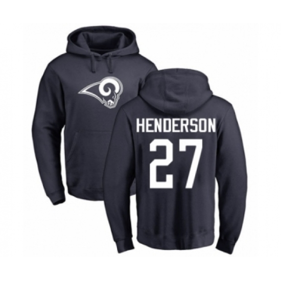 Football Los Angeles Rams #27 Darrell Henderson Navy Blue Name & Number Logo Pullover Hoodie - Ujersey