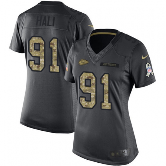 Women's Nike Kansas City Chiefs #91 Tamba Hali Limited Black 2016 Salute to Service NFL Jersey - Ujersey