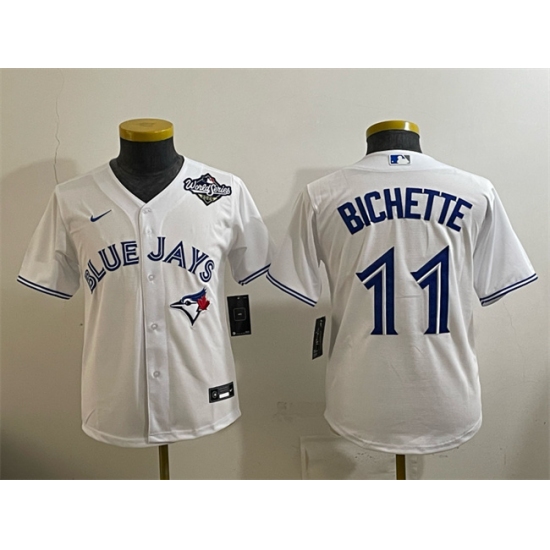 Youth Toronto Blue Jays #11 Bo Bichette White 2025 World Series Cool Base Stitched Baseball Jersey - Ujersey