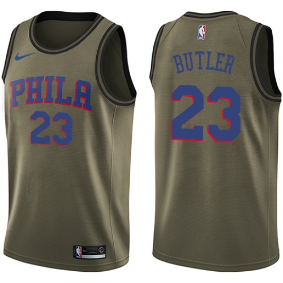 Youth Nike Philadelphia 76ers #23 Jimmy Butler Swingman Green Salute to Service NBA Jersey - Ujersey
