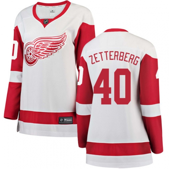 Women's Detroit Red Wings #40 Henrik Zetterberg Authentic White Away Fanatics Branded Breakaway NHL Jersey - Ujersey