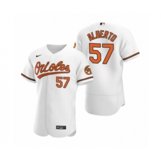 Men's Baltimore Orioles #57 Hanser Alberto Nike White Authentic 2020 Home Jersey - Ujersey
