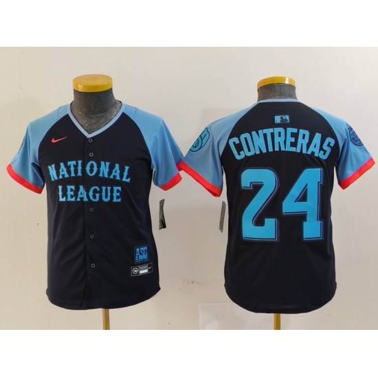 Youth Milwaukee Brewers #24 William Contreras Number Navy 2024 All Star Limited Stitched Jersey - Ujersey