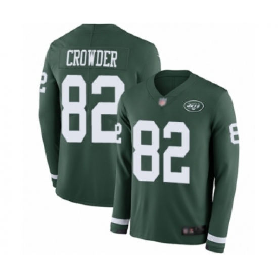 Men's New York Jets #82 Jamison Crowder Limited Green Therma Long Sleeve Football Jersey - Ujersey