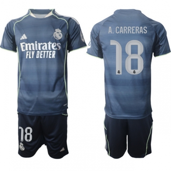 Men Real Madrid 2026 Soccer Jerseys DarkBlue #18 A.CARRERAS