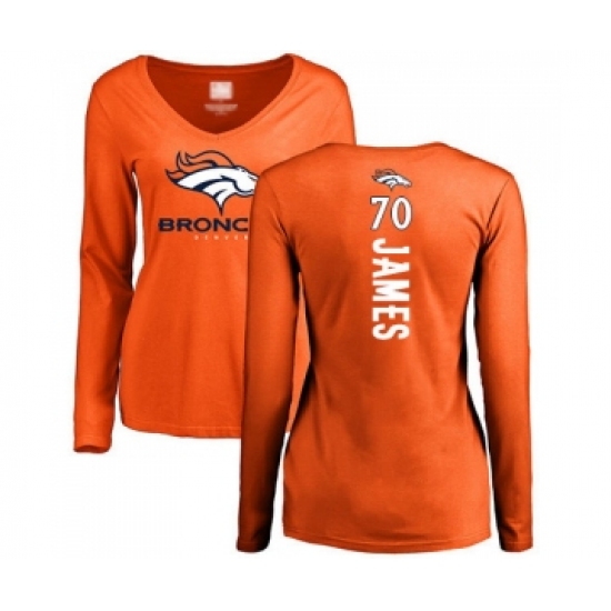 Football Women's Denver Broncos #70 Ja'Wuan James Orange Backer Long Sleeve T-Shirt - Ujersey