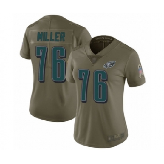 Women's Philadelphia Eagles #76 Shareef Miller Limited Olive 2017 Salute to Service Football Jersey - Ujersey