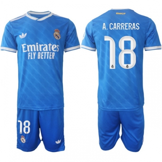 Men Real Madrid 2026 Soccer Jerseys Blue #18 A.CARRERAS