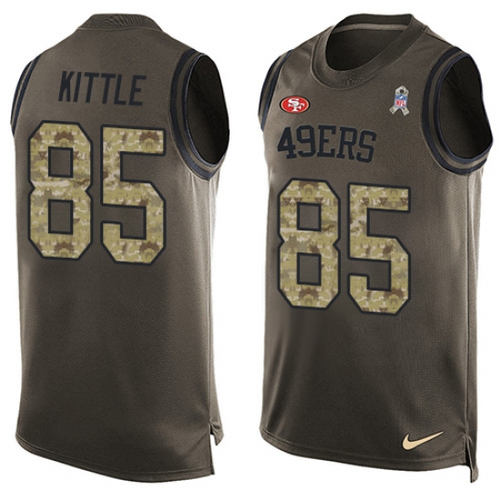 Men's Nike San Francisco 49ers #85 George Kittle Limited Green Salute to Service Tank Top NFL Jersey - Ujersey