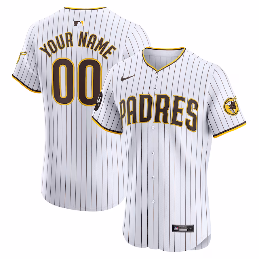 Men's San Diego Padres Nike White Home Elite Custom Patch Jersey - Ujersey NHL