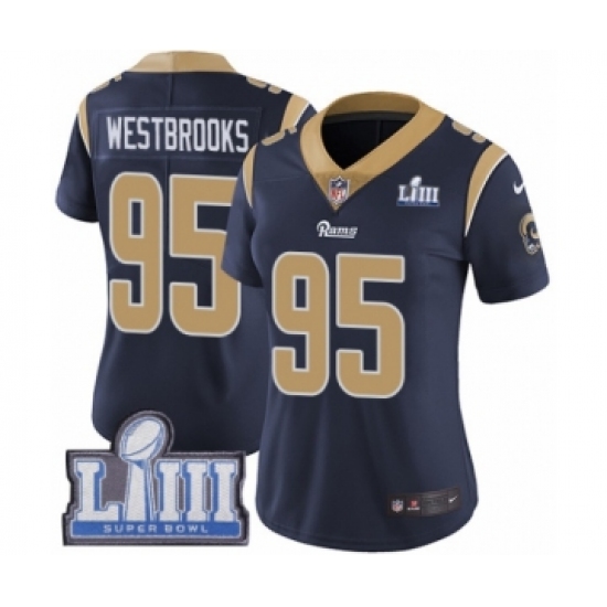 Women's Nike Los Angeles Rams #95 Ethan Westbrooks Navy Blue Team Color Vapor Untouchable Limited Player Super Bowl LIII Bound NFL Jersey - Ujersey
