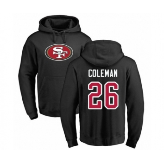 Football San Francisco 49ers #26 Tevin Coleman Black Name & Number Logo Pullover Hoodie - Ujersey NHL