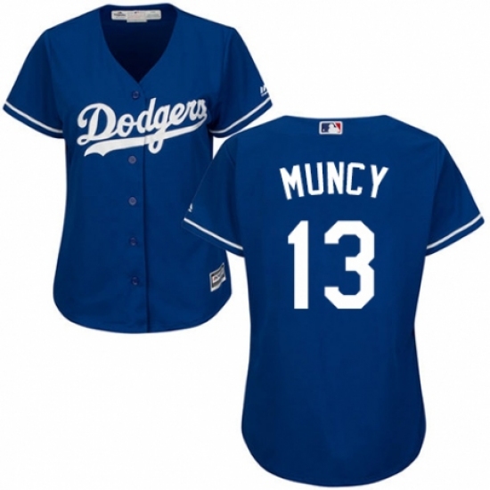 Women's Majestic Los Angeles Dodgers #13 Max Muncy Authentic Royal Blue Alternate Cool Base MLB Jersey - Ujersey