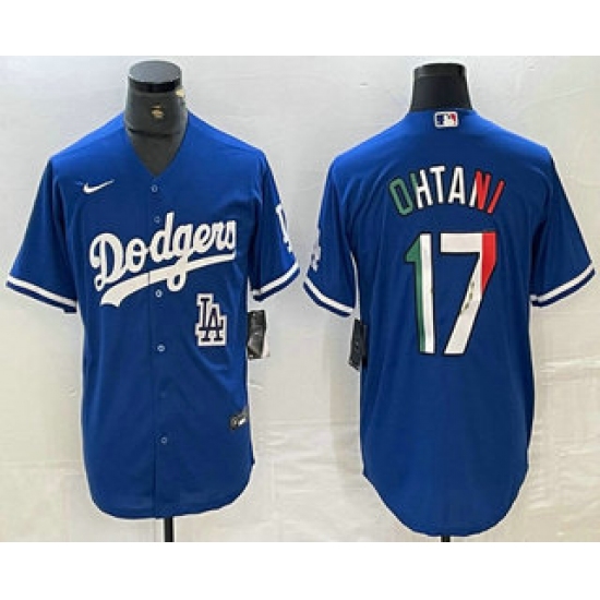 Men's Los Angeles Dodgers #17 Shohei Ohtani Mexico Blue Cool Base Stitched Jersey - Ujersey