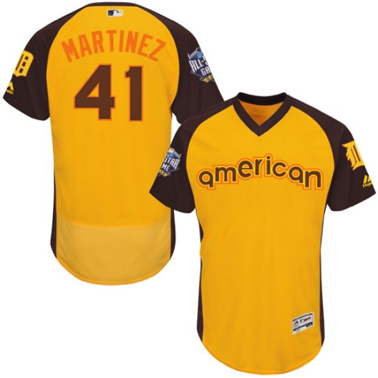 Men's Majestic Detroit Tigers #41 Victor Martinez Yellow 2016 All-Star American League BP Authentic Collection Flex Base MLB Jersey - Ujersey