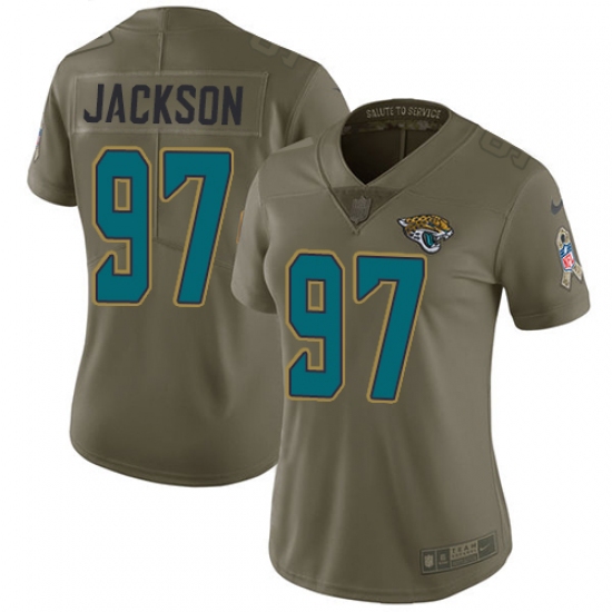 Women's Nike Jacksonville Jaguars #97 Malik Jackson Limited Olive 2017 Salute to Service NFL Jersey - Ujersey