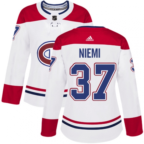 Women's Adidas Montreal Canadiens #37 Antti Niemi Authentic White Away NHL Jersey - Ujersey