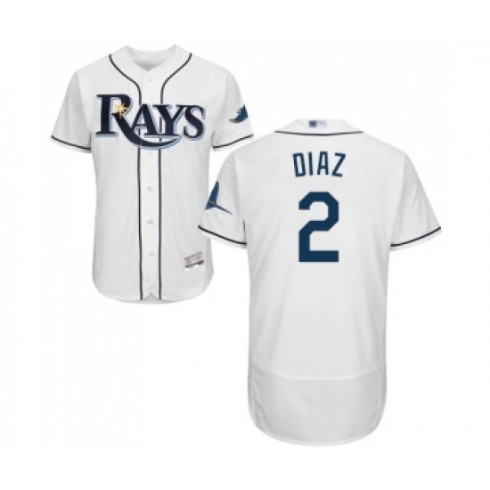 Men's Tampa Bay Rays #2 Yandy Diaz Home White Home Flex Base Authentic Collection Baseball Jersey - Ujersey