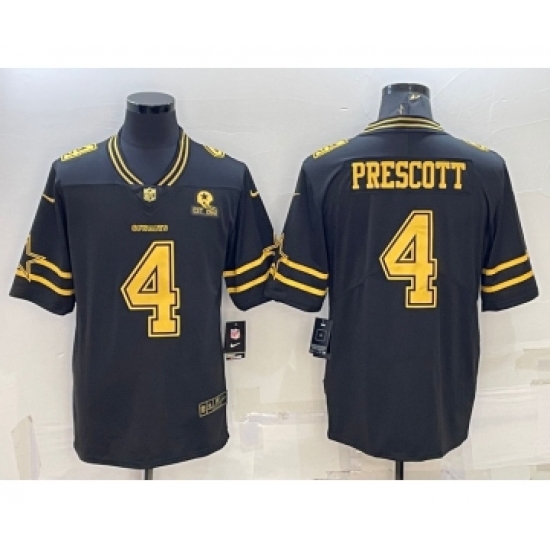 Men's Dallas Cowboys #4 Dak Prescott Black Gold Edition With 1960 Patch Limited Stitched Football Jersey - Ujersey