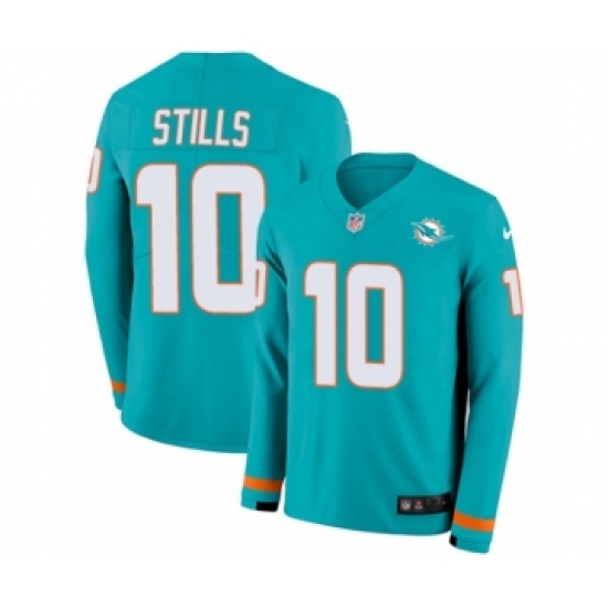 Youth Nike Miami Dolphins #10 Kenny Stills Limited Aqua Therma Long Sleeve NFL Jersey - Ujersey