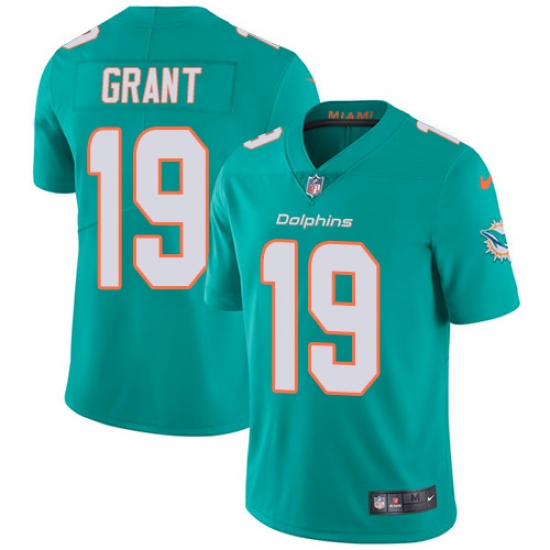 Men's Nike Miami Dolphins #19 Jakeem Grant Aqua Green Team Color Vapor Untouchable Limited Player NFL Jersey - Ujersey