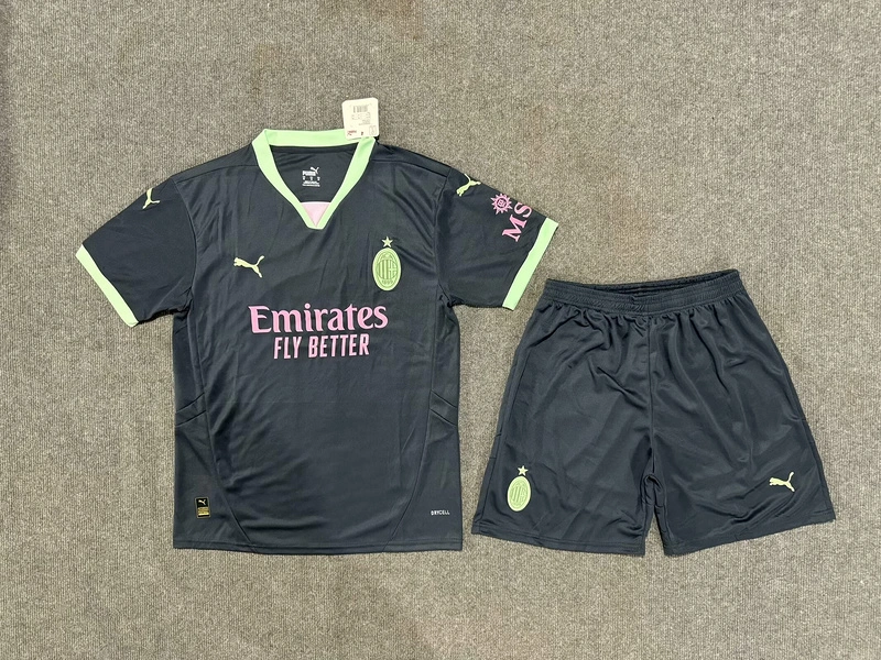 AC Milan Soccer Jersey Third Away Kids Kit Jersey+Shorts 2024/25 - Ujersey NHL