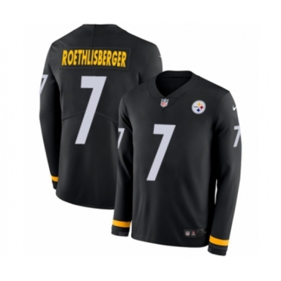 Youth Nike Pittsburgh Steelers #7 Ben Roethlisberger Limited Black Therma Long Sleeve NFL Jersey - Ujersey