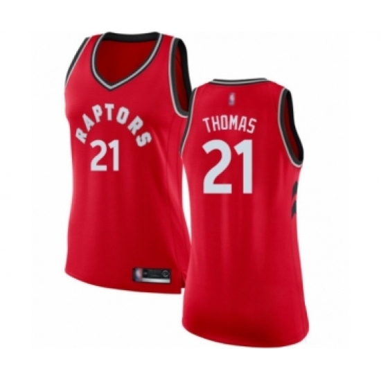 Women's Toronto Raptors #21 Matt Thomas Swingman Red Basketball Jersey - Icon Edition - Ujersey