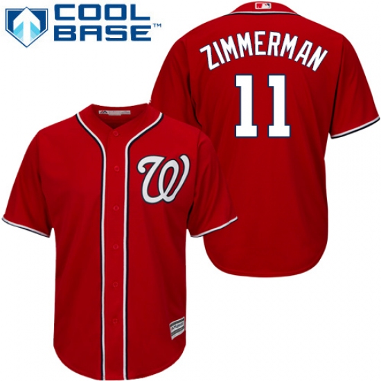 Youth Majestic Washington Nationals #11 Ryan Zimmerman Authentic Red Alternate 1 Cool Base MLB Jersey - Ujersey