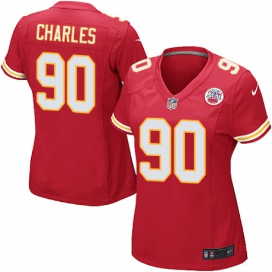 Women's Nike Kansas City Chiefs #90 Stefan Charles Game Red Team Color NFL Jersey - Ujersey