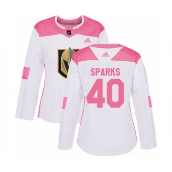 Women's Vegas Golden Knights #40 Garret Sparks Authentic White Pink Fashion Hockey Jersey - Ujersey