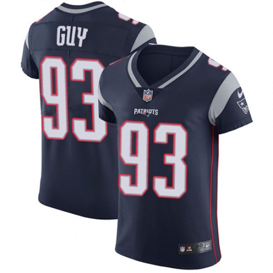 Men's Nike New England Patriots #93 Lawrence Guy Navy Blue Team Color Vapor Untouchable Elite Player NFL Jersey - Ujersey
