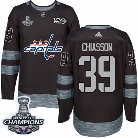 Men's Adidas Washington Capitals #39 Alex Chiasson Authentic Black 1917-2017 100th Anniversary 2018 Stanley Cup Final Champions NHL Jersey - Ujersey