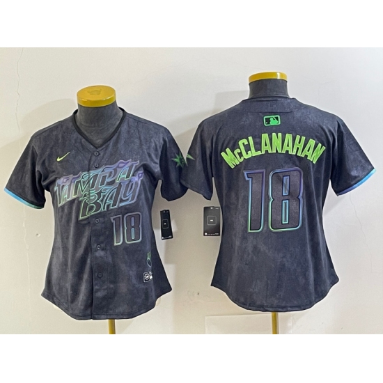 Women's Tampa Bay Rays #18 Shane McClanahan Charcoal 2024 City Connect Limited Cool Base Jersey - Ujersey