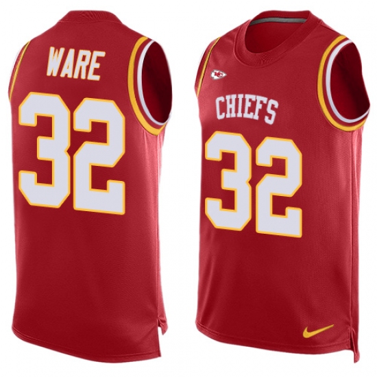 Men's Nike Kansas City Chiefs #32 Spencer Ware Limited Red Player Name & Number Tank Top NFL Jersey - Ujersey
