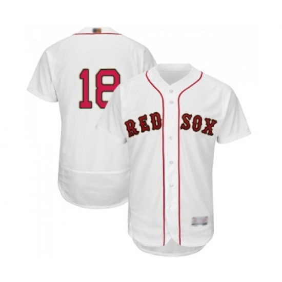 Men's Boston Red Sox #18 Mitch Moreland White 2019 Gold Program Flex Base Authentic Collection Baseball Jersey - Ujersey